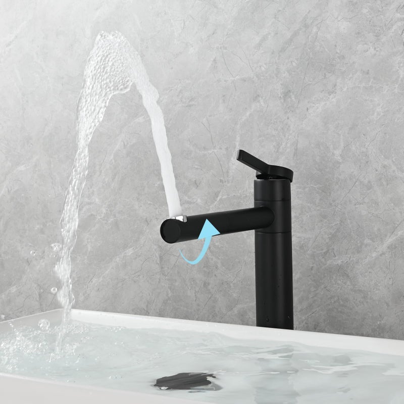 CIENCIA Bathroom Sink Faucet Single Handle Brass Vessel Sink Faucet 360Â°Rotating Spout Tall Basin Mixer Tap Black, BB6112C - Image 5
